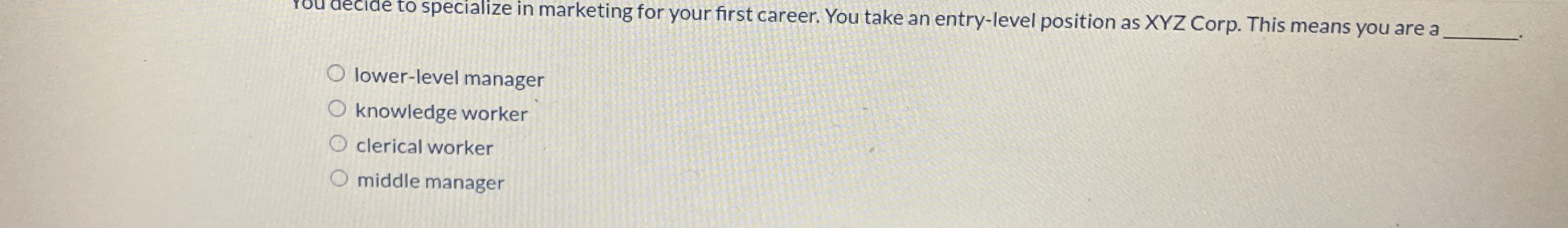 lower - level manager knowledge worker clerical