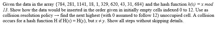 Given the data in the array { 7 8 4 , 2 8 1 , 1 1