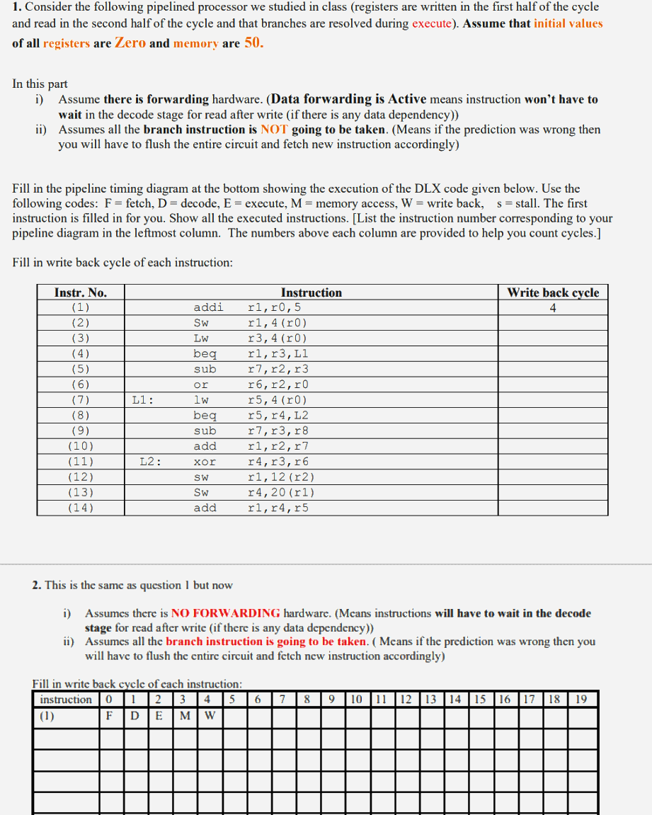 Consider the following pipelined processor we