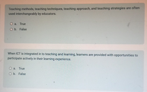 Teaching methods, teaching techniques, teaching