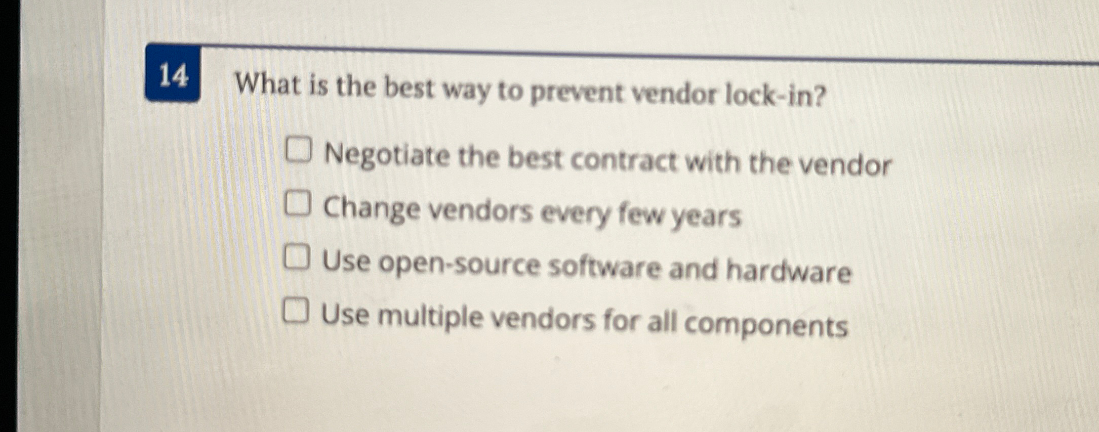 1 4 What is the best way to prevent vendor lock -
