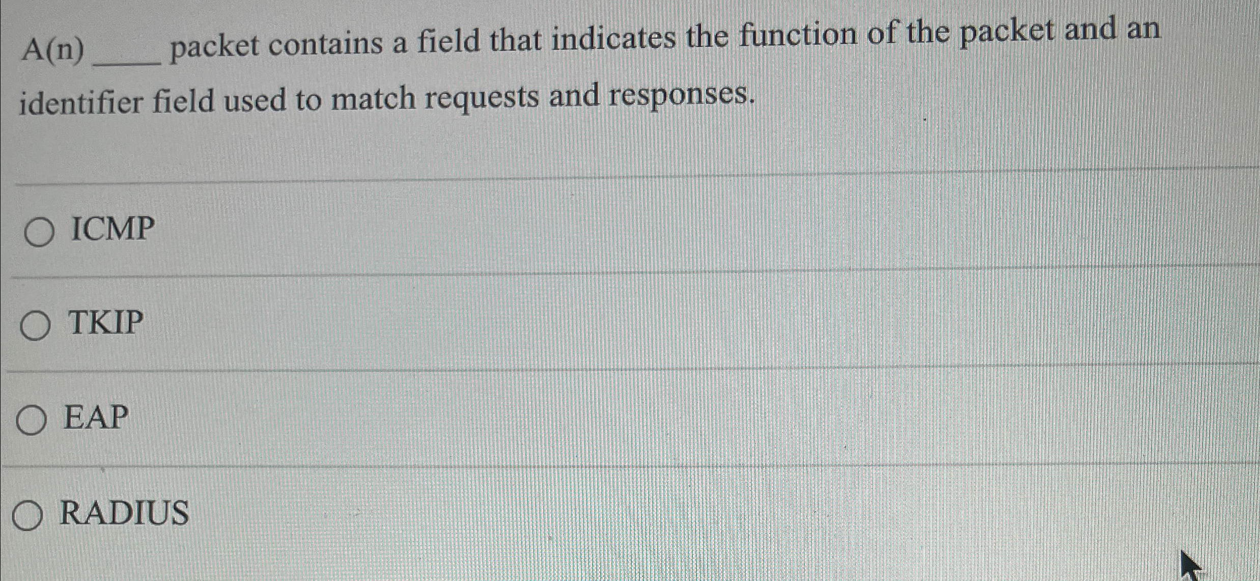 A ( n ) packet contains a field that indicates