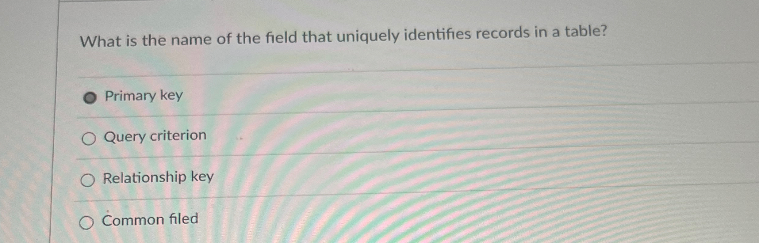 What is the name of the field that uniquely