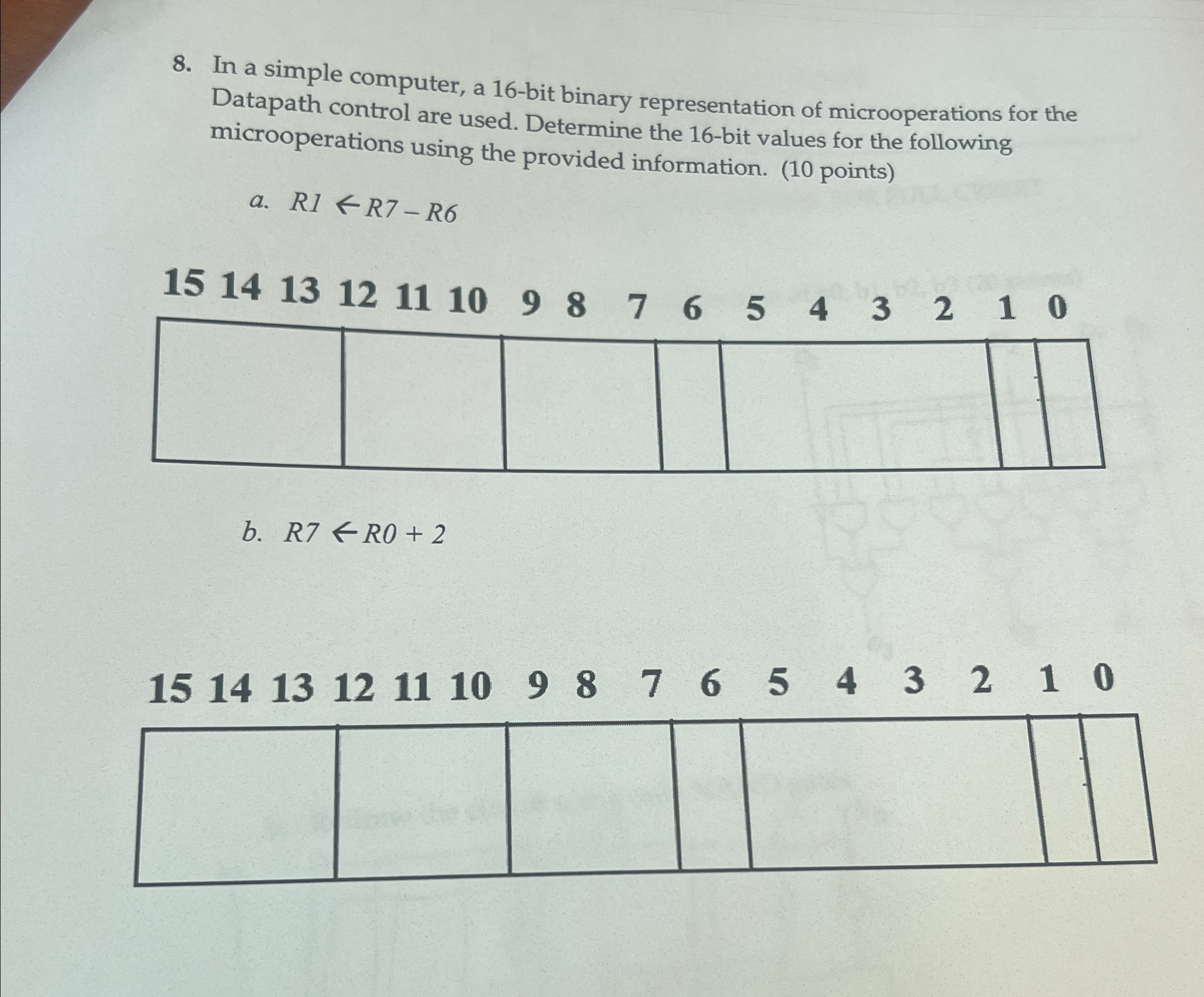 In a simple computer, a 1 6 - bit binary