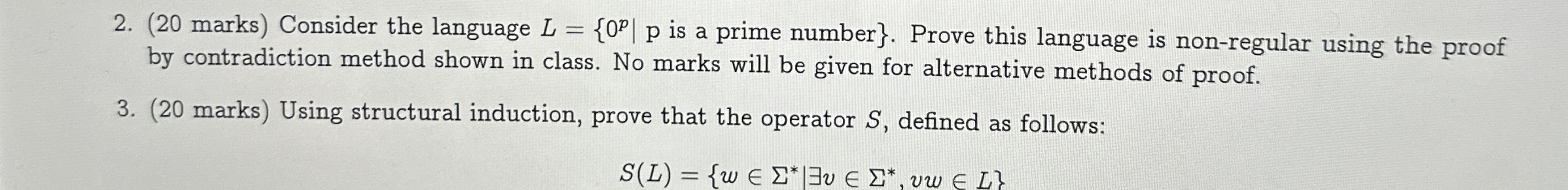 ( 2 0 marks ) Consider the language | ) : } is a