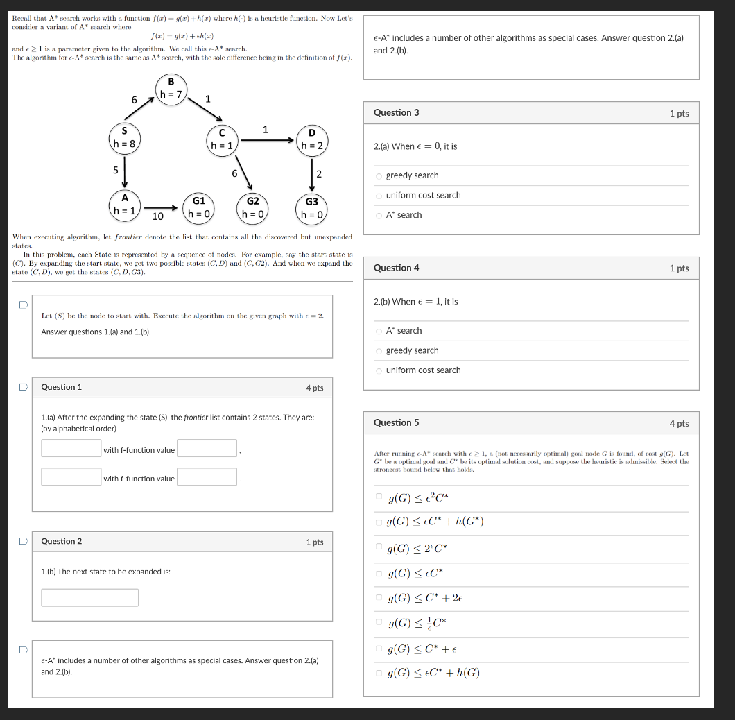 Recall that * * scarch works with a function f (