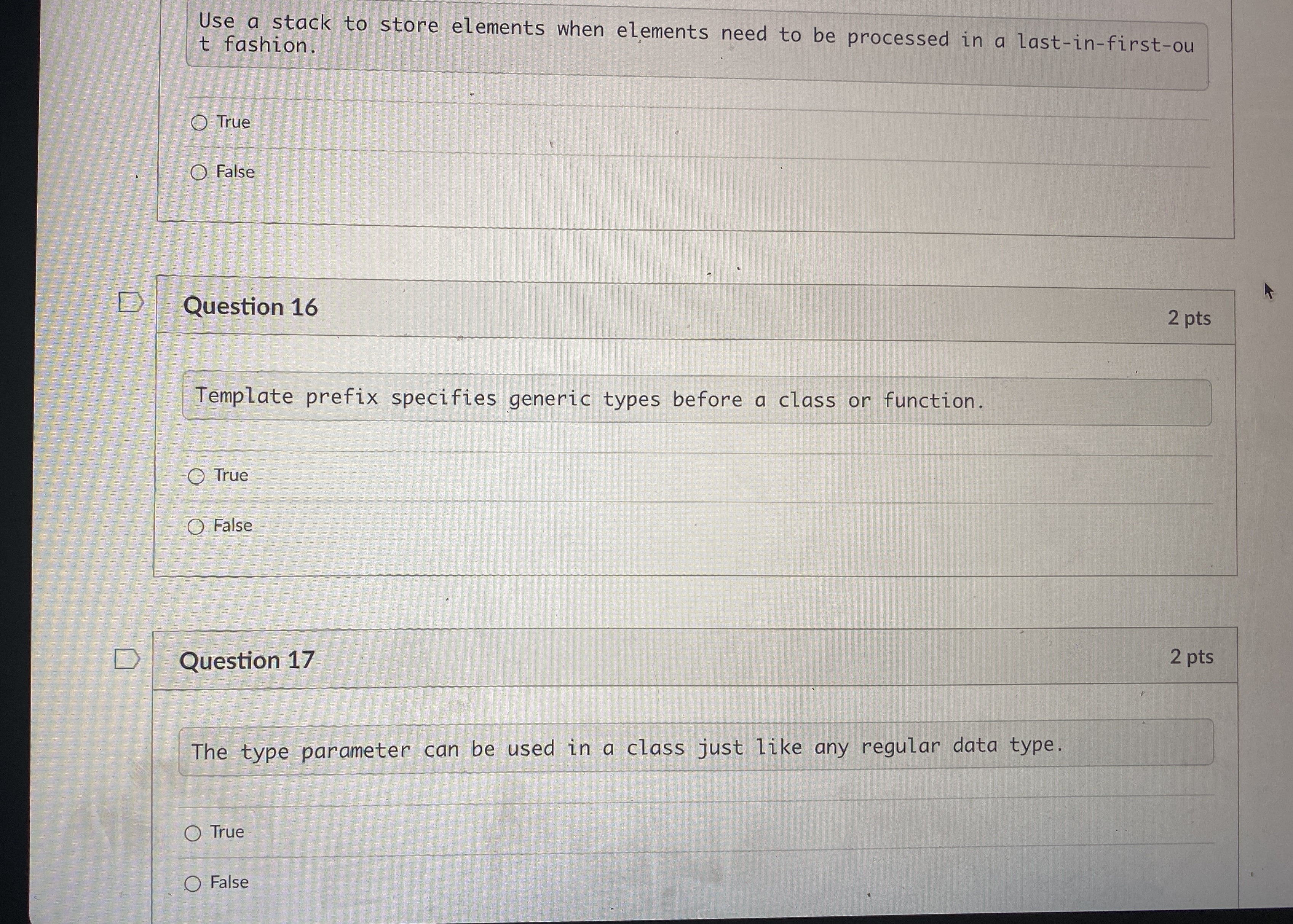 Use a stack to store elements when elements need