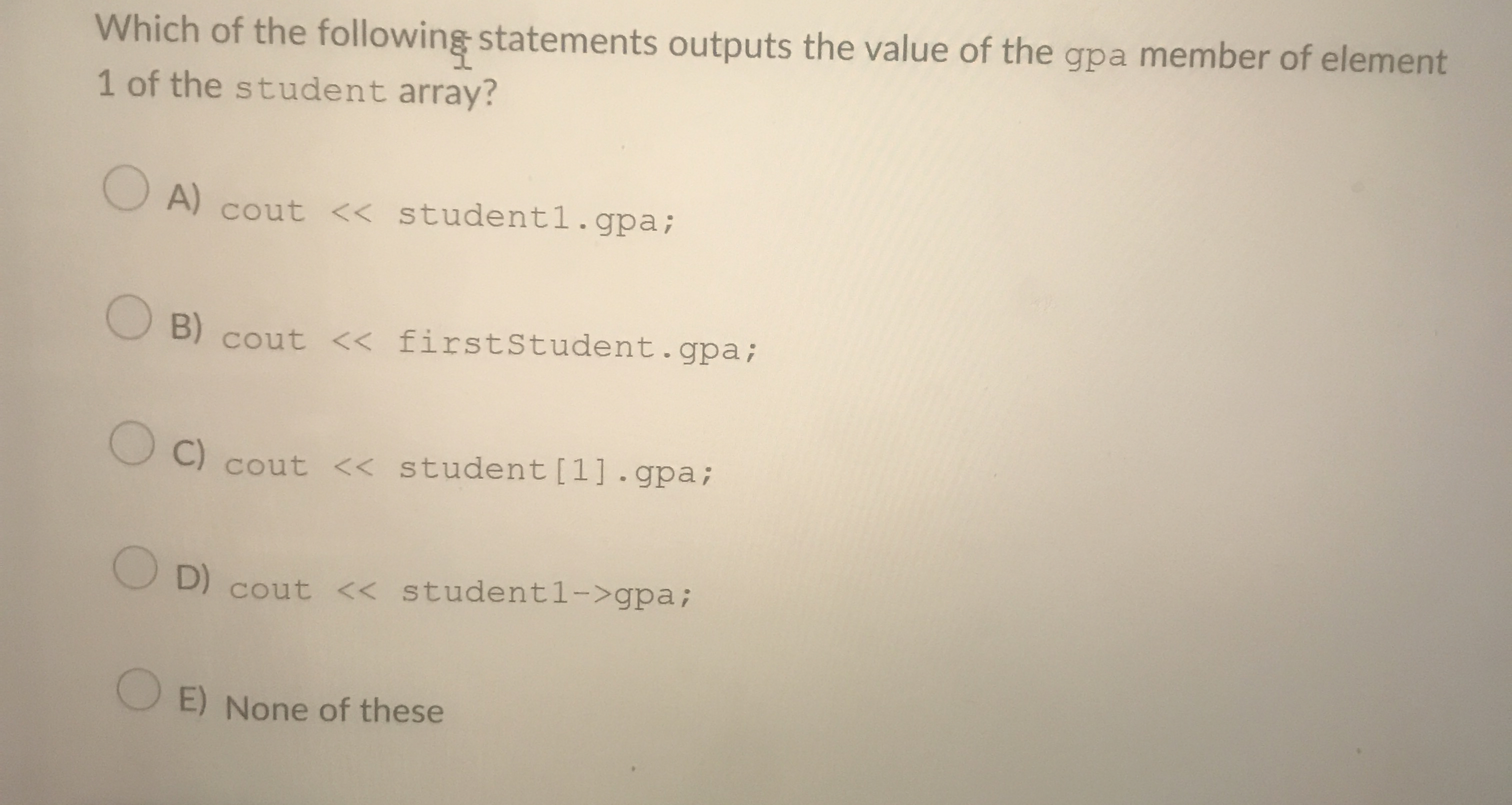If Circle is a structure, the statement: Circle *