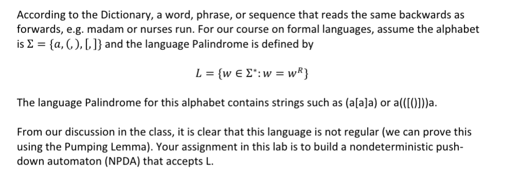 use pushdown automaton on jflap and show screen