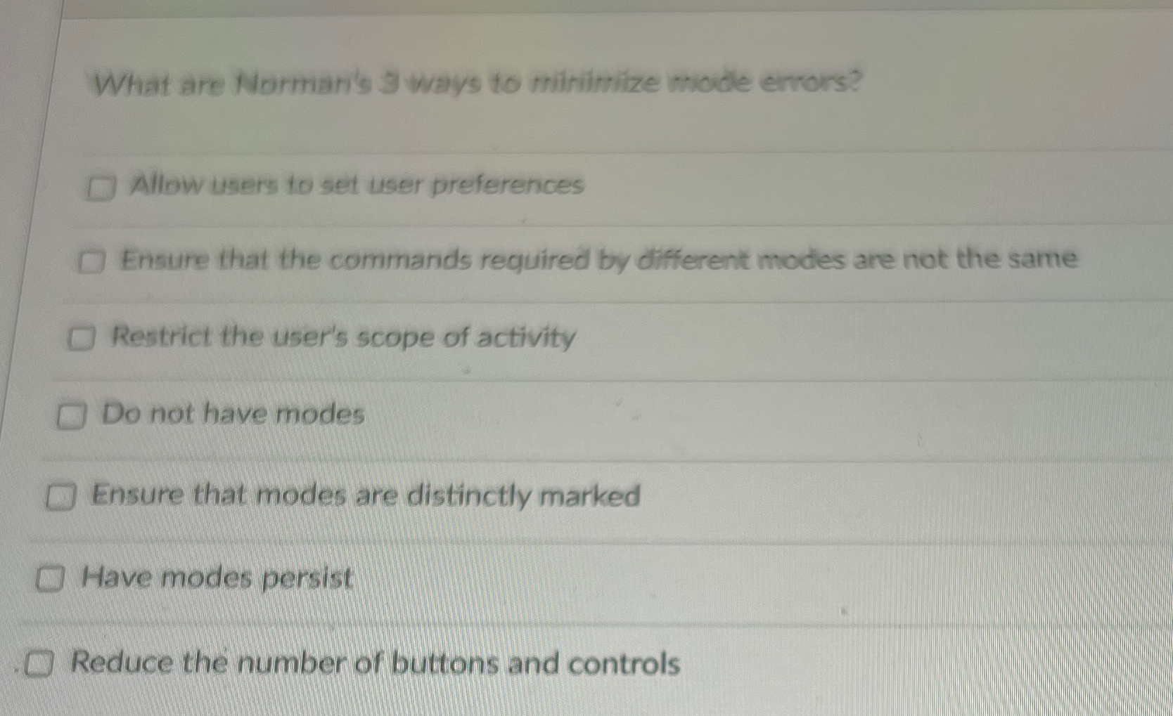What are Norman's 3 ways to minimize mode errors?
