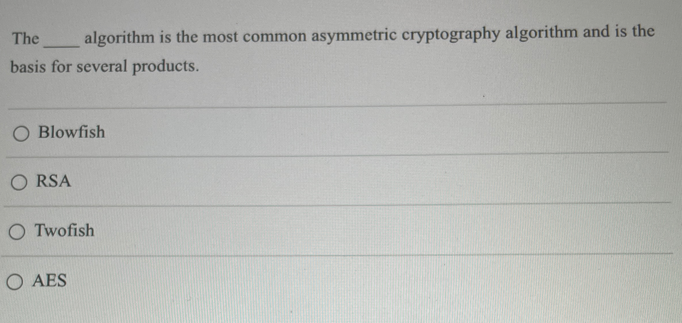 The algorithm is the most common asymmetric