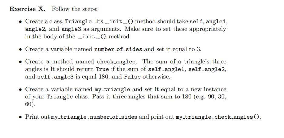 Python programming: Exercise X . Follow the