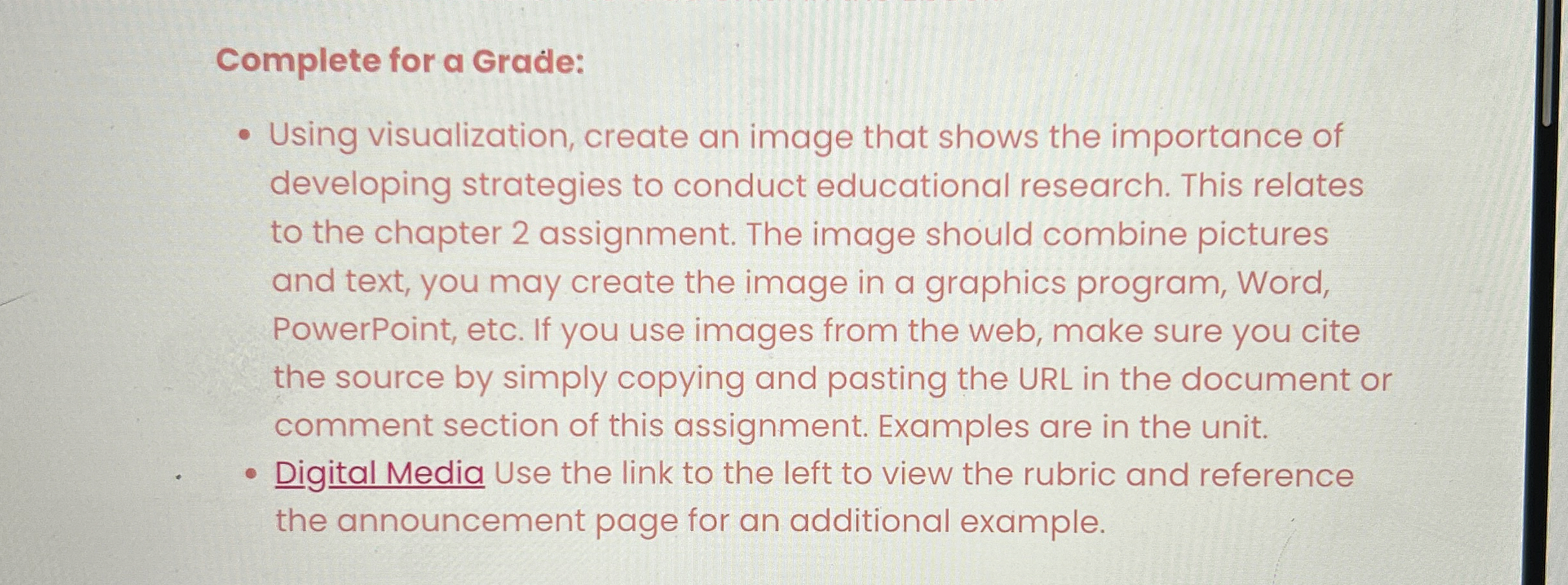Complete for a Gradele: Using visualization,