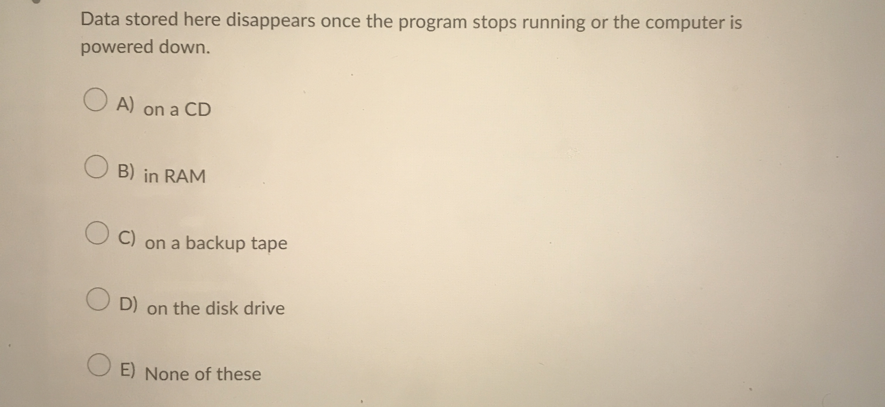 Data stored here disappears once the program