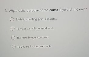 What is the purpose of the const keyword in C + +