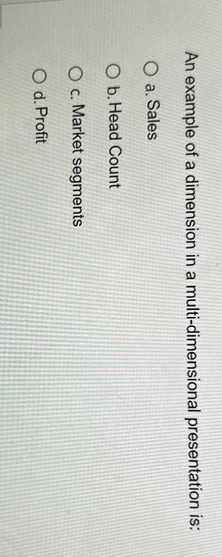 An example of a dimension in a multi -