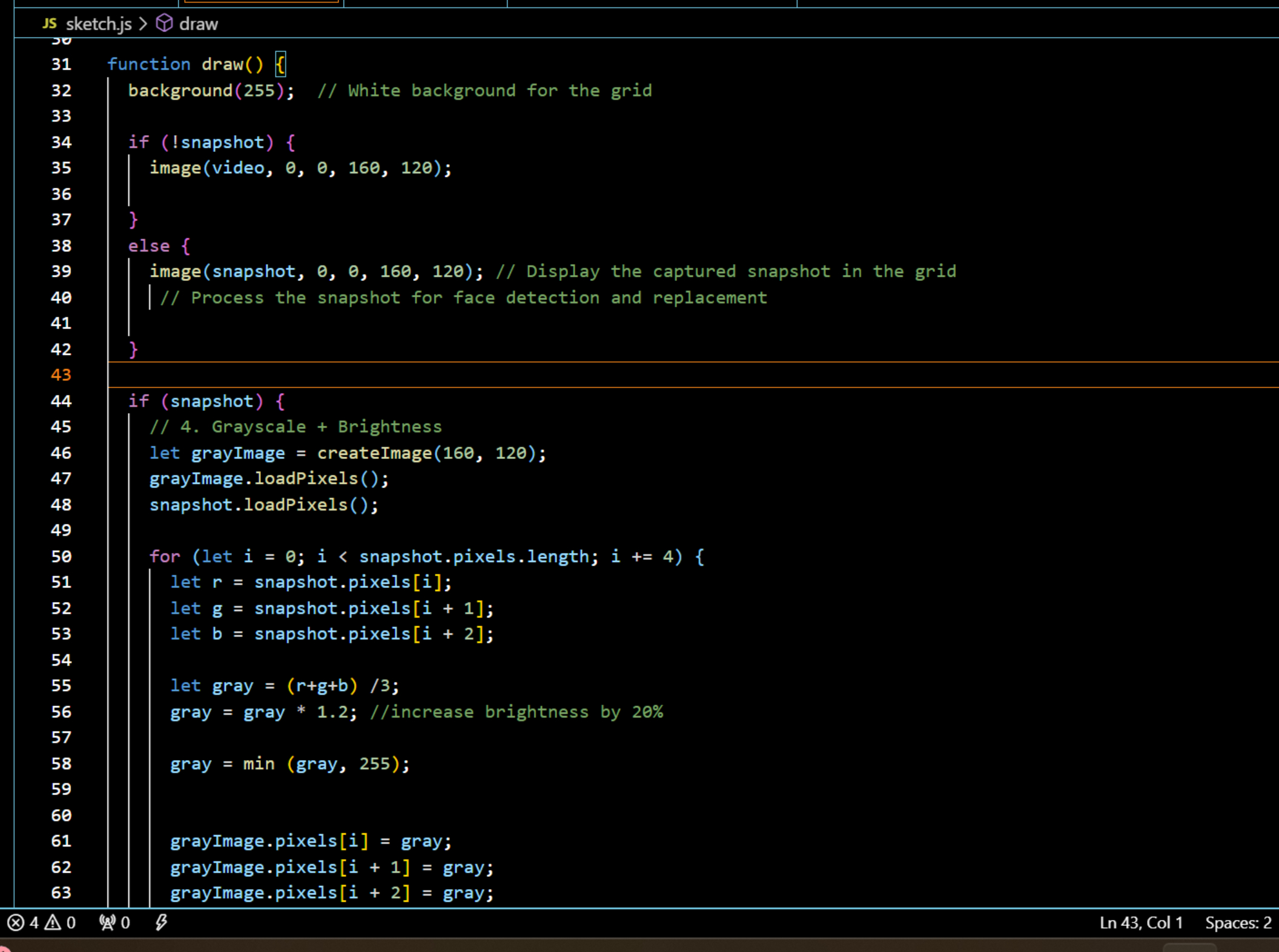 Please use P 5 . js . I want to do face detection