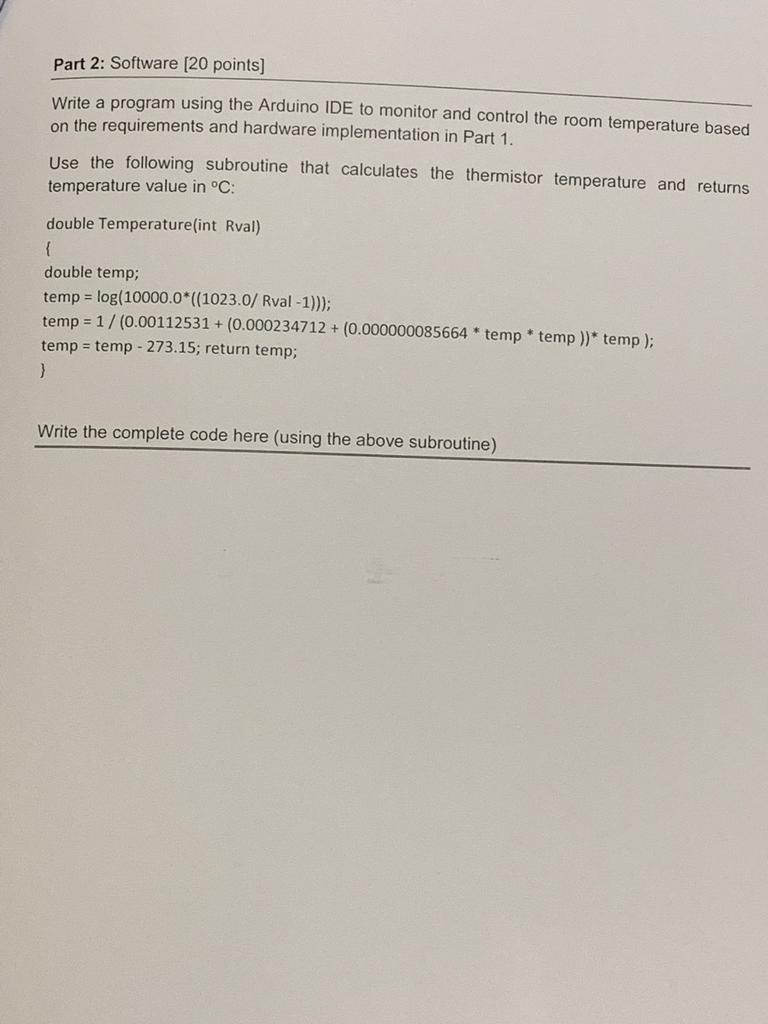 Part 2 : Software [ 2 0 points ] Write a program