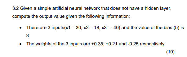 3 . 2 Given a simple artificial neural network