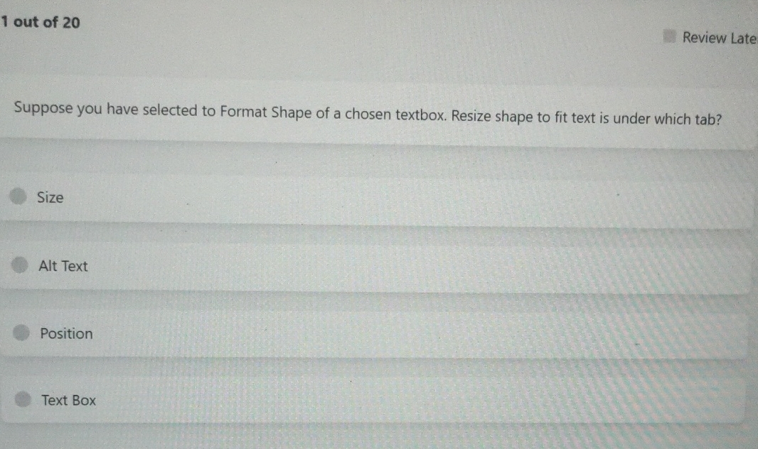 1 out of 2 0 Review Late Suppose you have