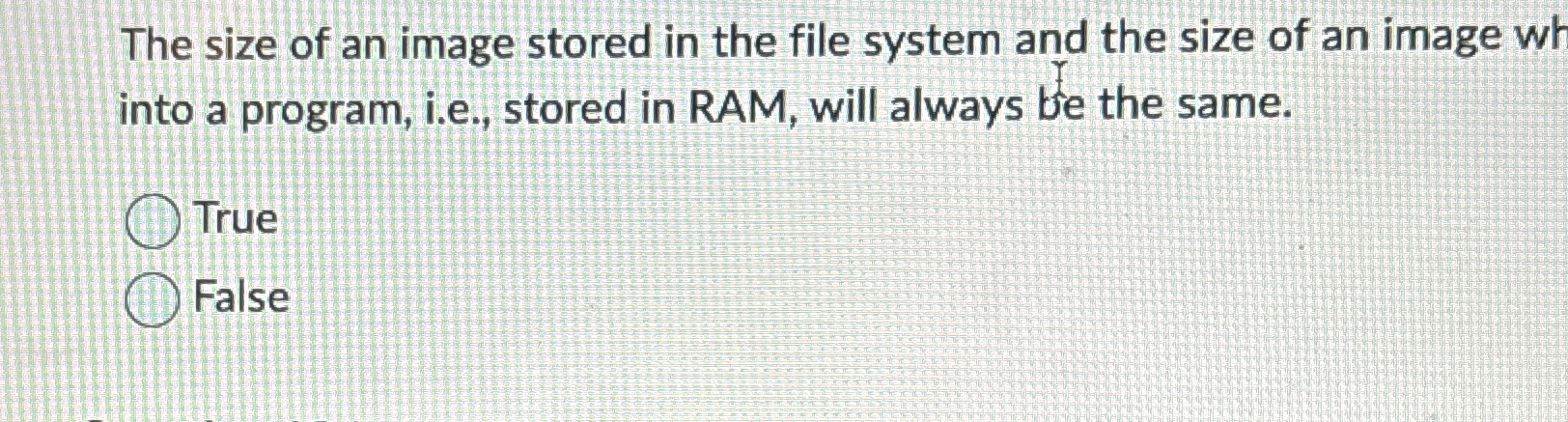 The size of an image stored in the file system