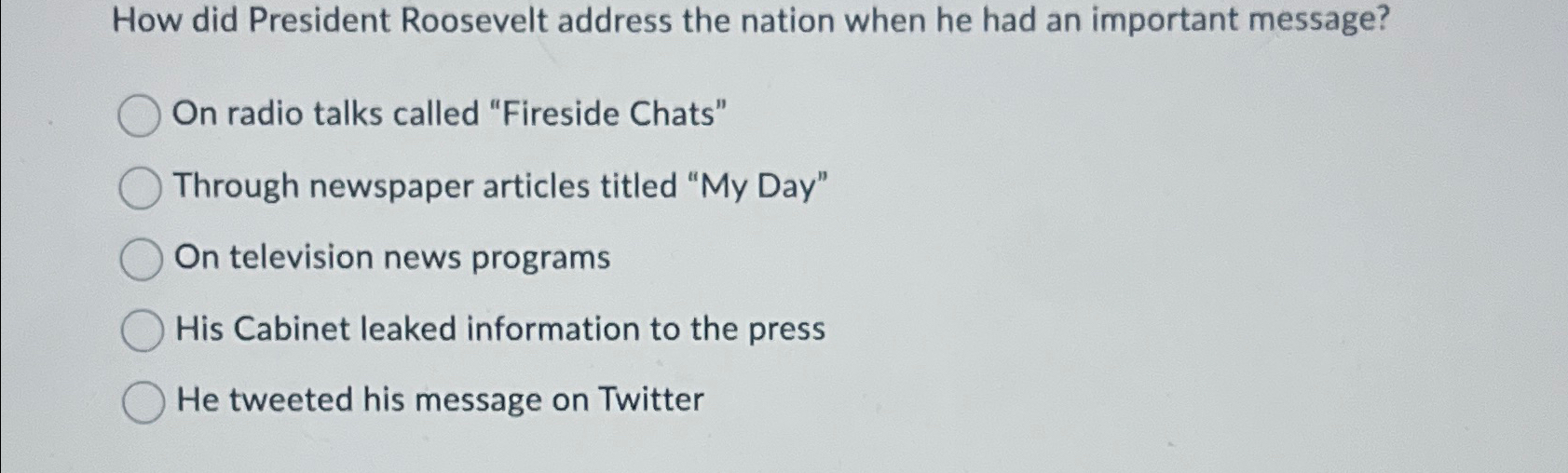 How did President Roosevelt address the nation