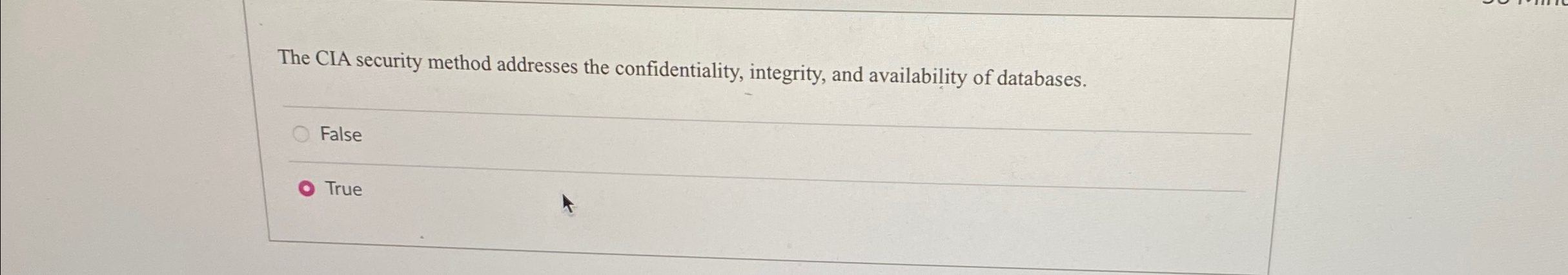 The CIA security method addresses the