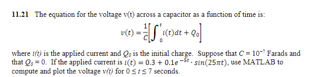 1 1 . 2 1 The equation for the voltage v ( t )