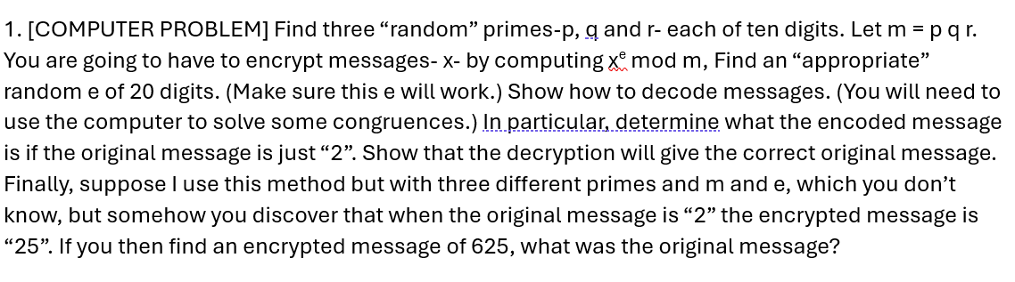 [ COMPUTER PROBLEM ] Find three "random" primes -