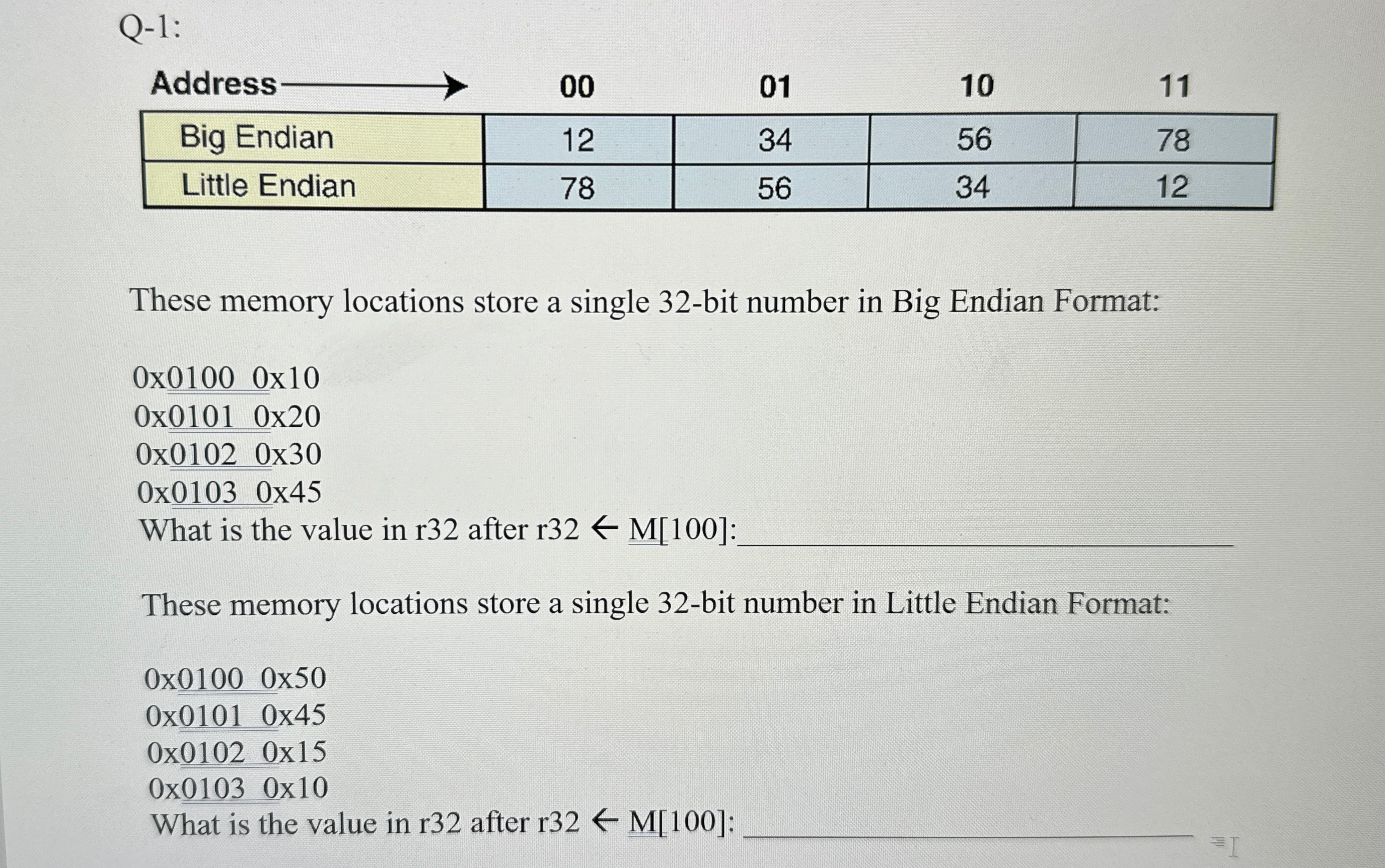 Q - 1 : \ table [ [ Address longrightarrow, 0 0 ,