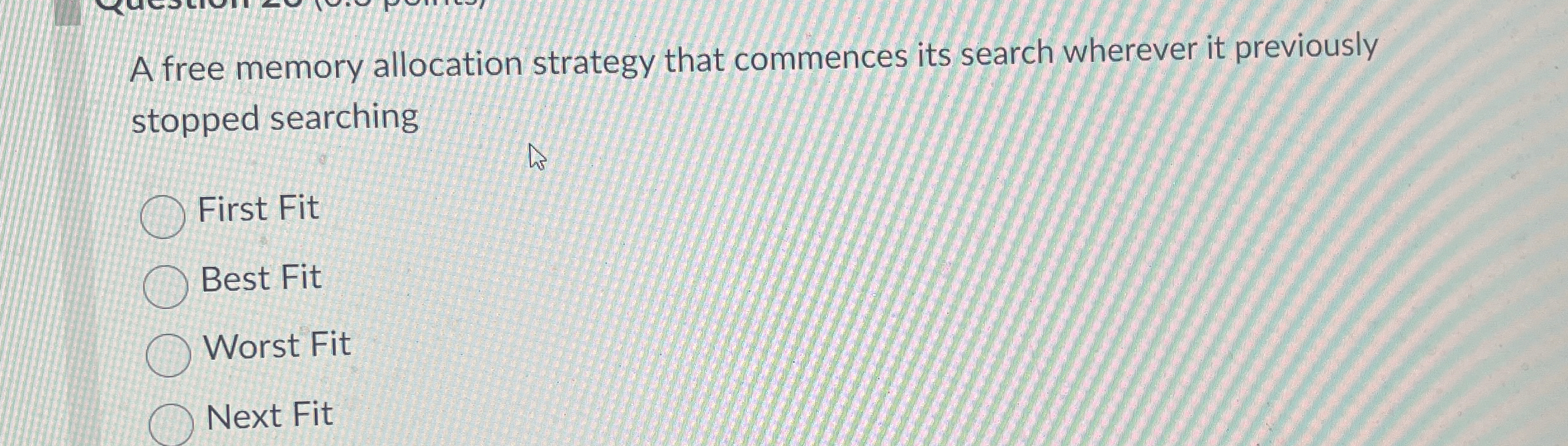 A free memory allocation strategy that commences