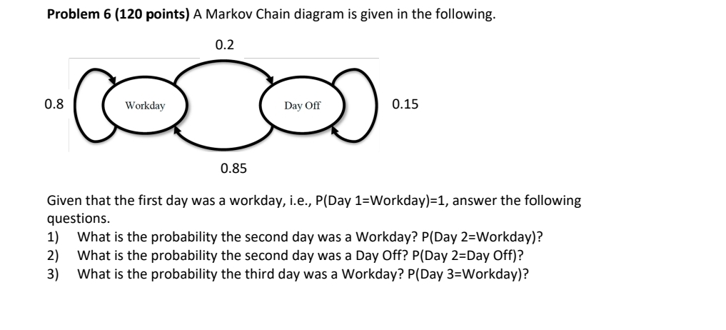 Problem 6 ( 1 2 0 points ) A Markov Chain diagram