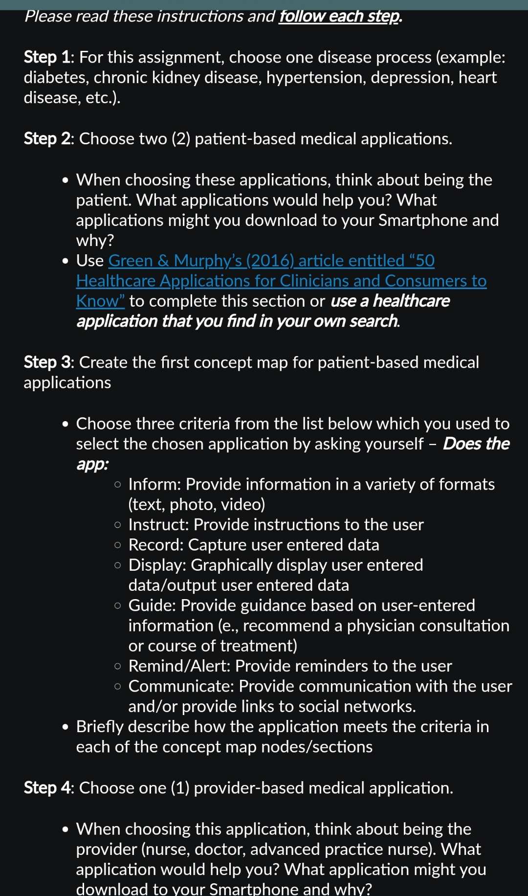 Please read these instructions and follow each