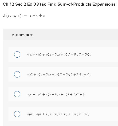 Ch 1 2 Sec 2 Ex 0 3 ( a ) : Find Sum - of -