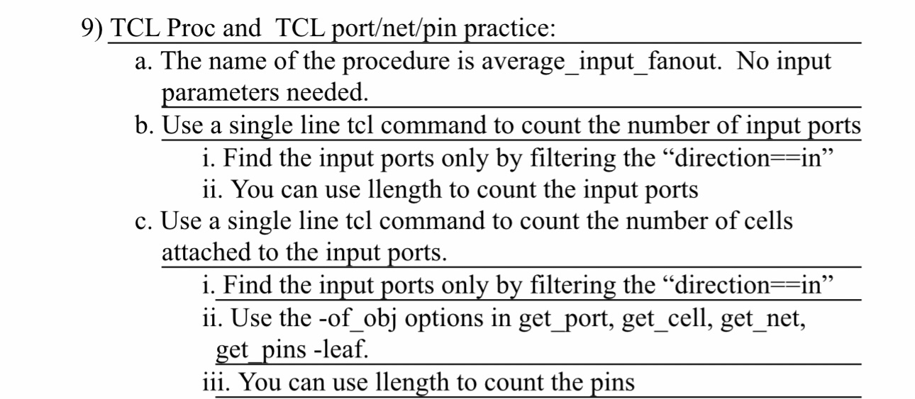 TCL Proc and TCL port / net / pin practice: a .