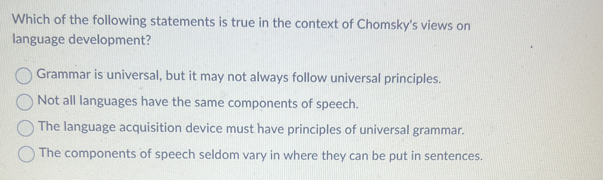 Which of the following statements is true in the