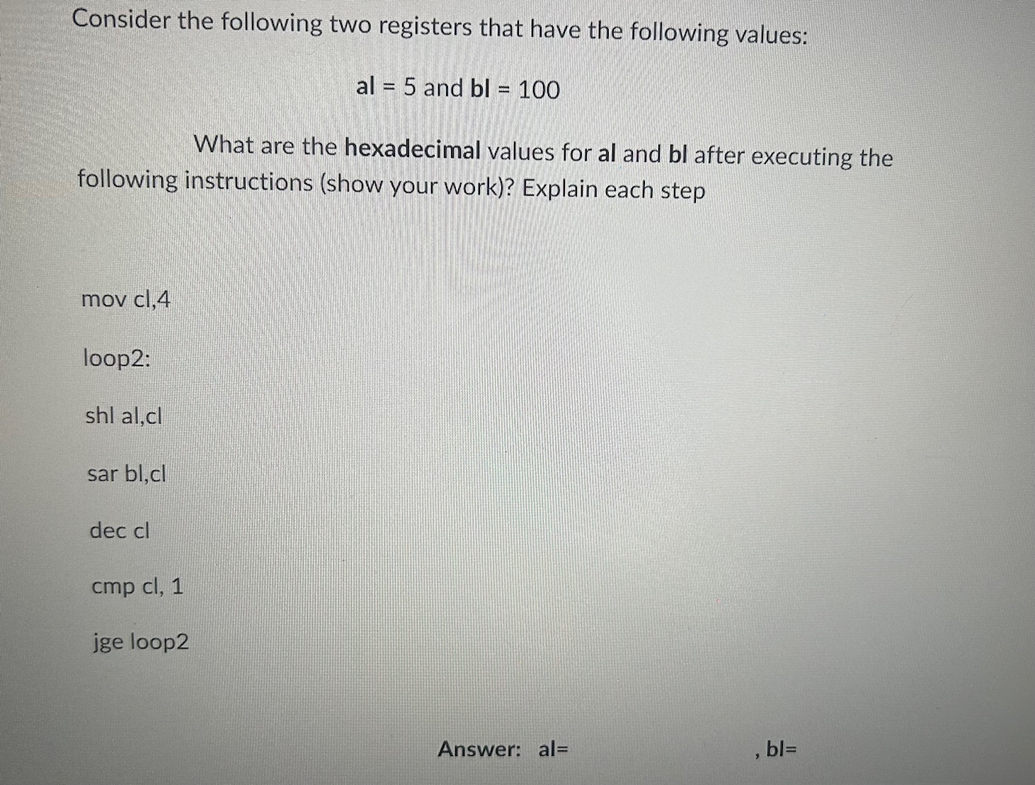 Consider the following two registers that have