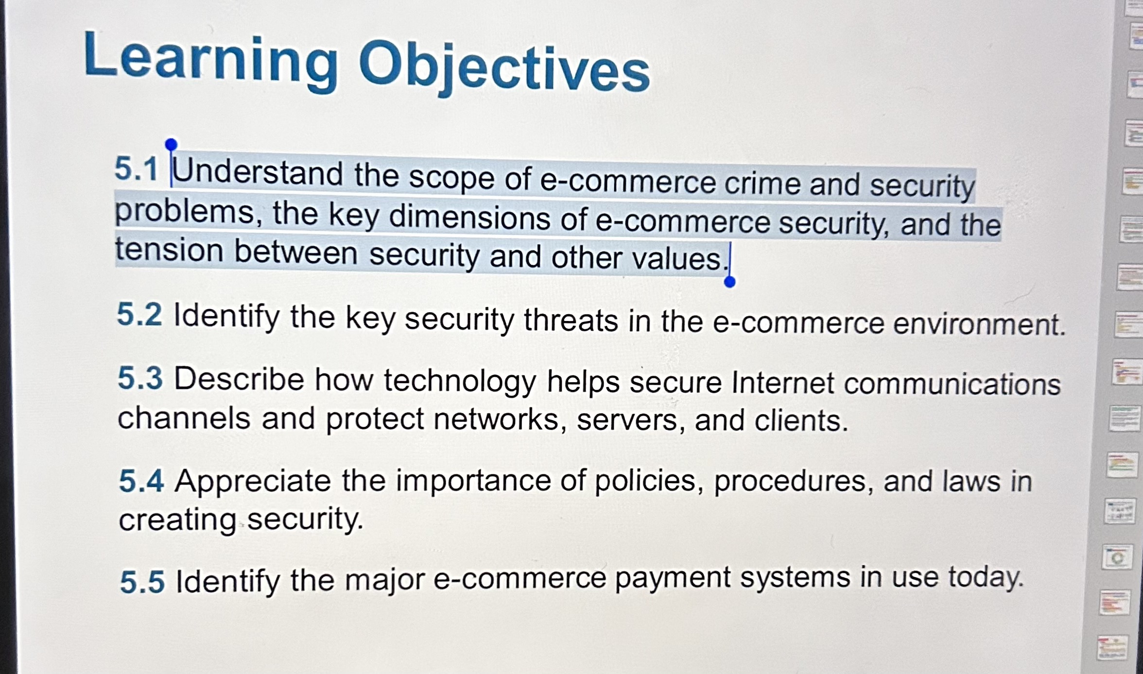 Learning Objectives 5 . 1 Understand the scope of