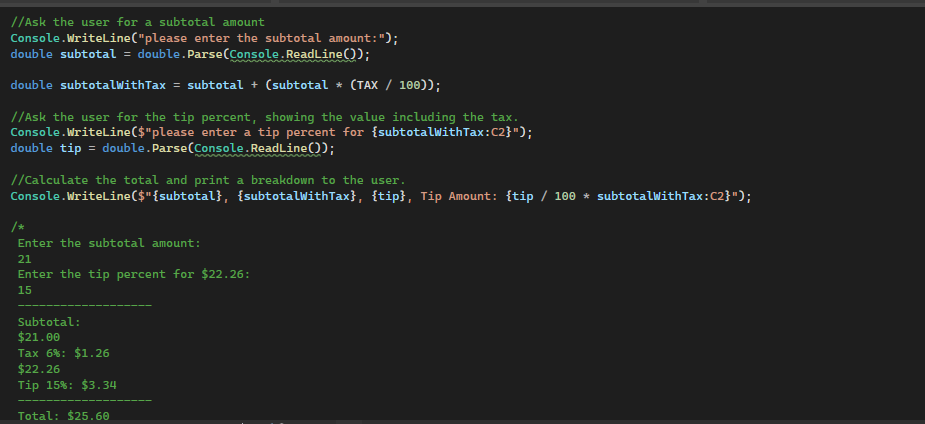For this assignment, we ll create a simple bill