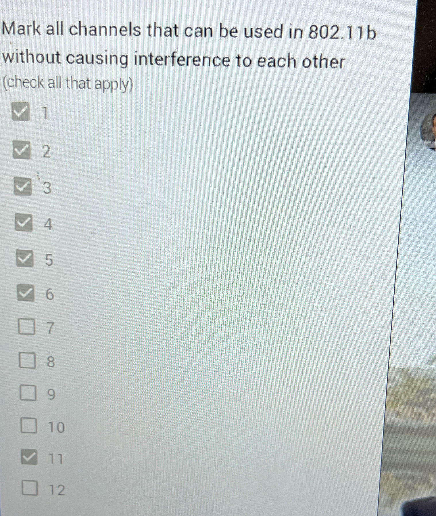 Mark all channels that can be used in 8 0 2 . 1 1