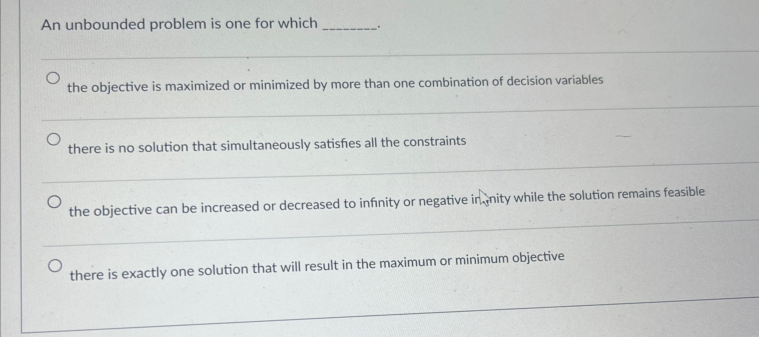 An unbounded problem is one for which q , q , the