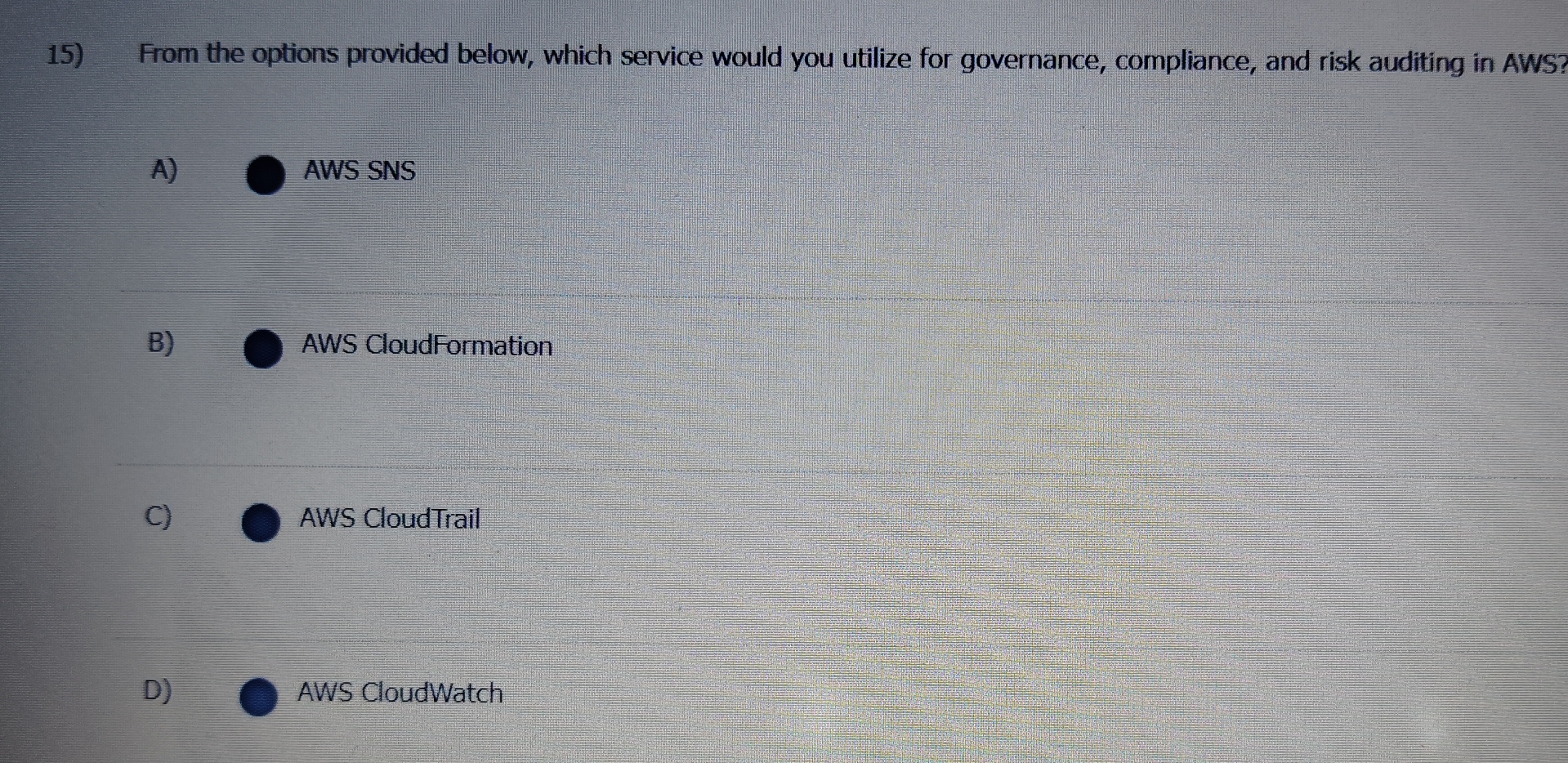 From the options provided below, which service