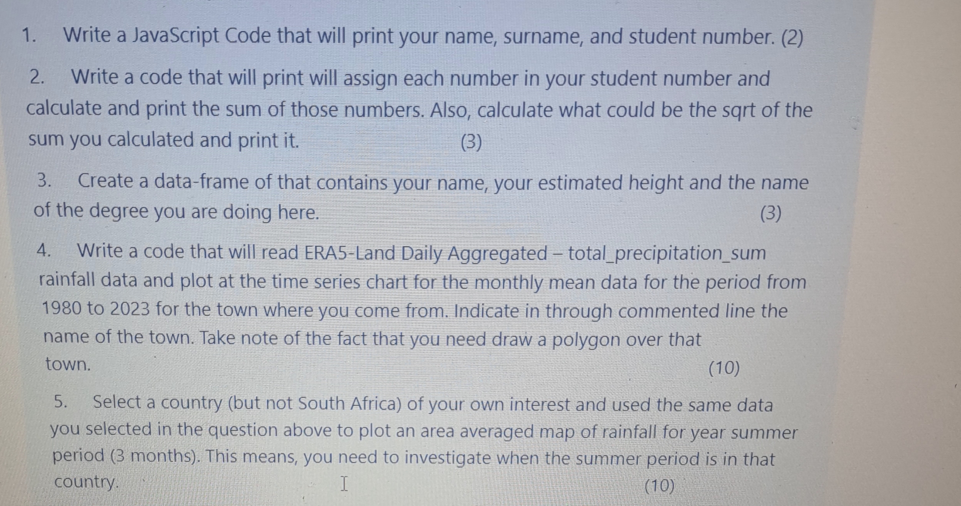 Write a JavaScript Code that will print your
