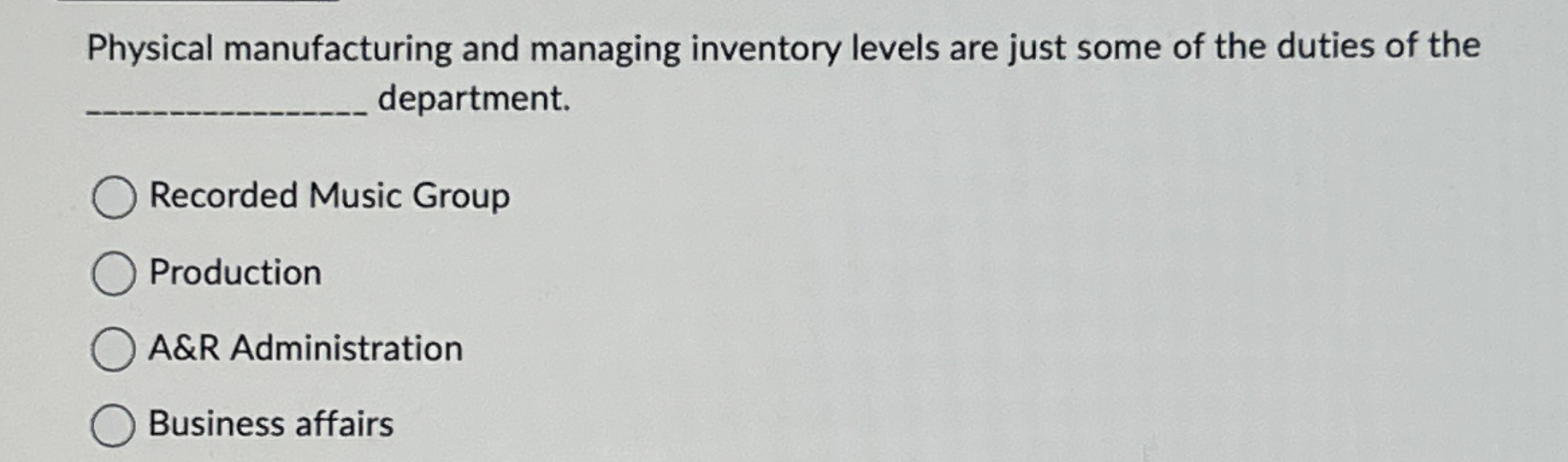 Physical manufacturing and managing inventory