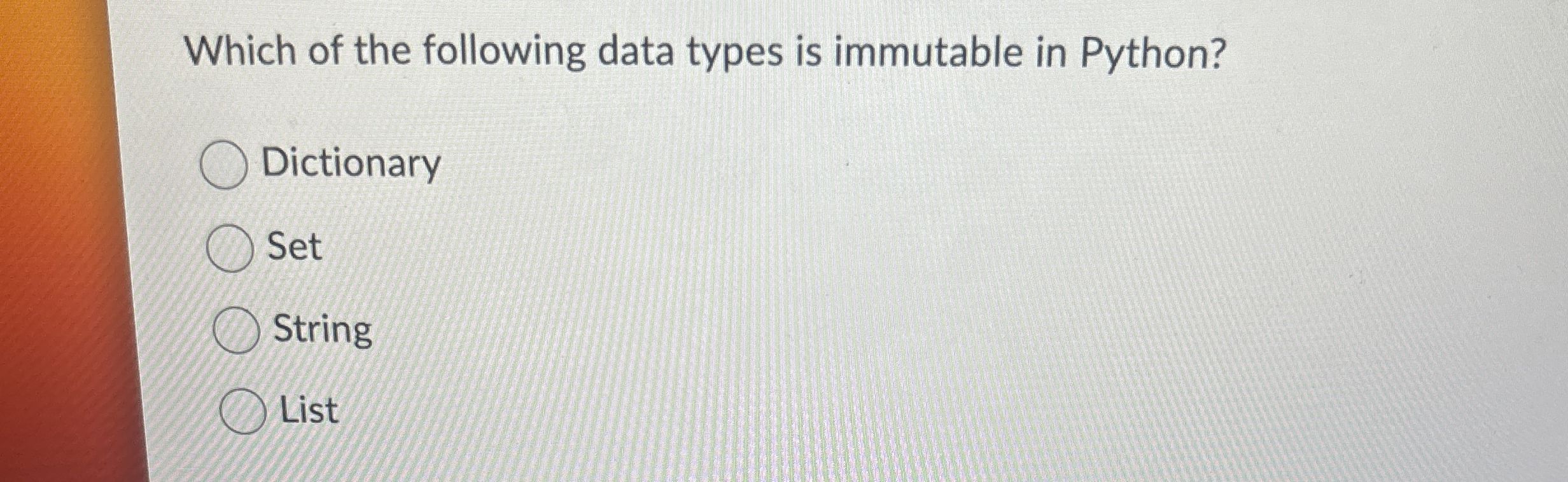 Which of the following data types is immutable in