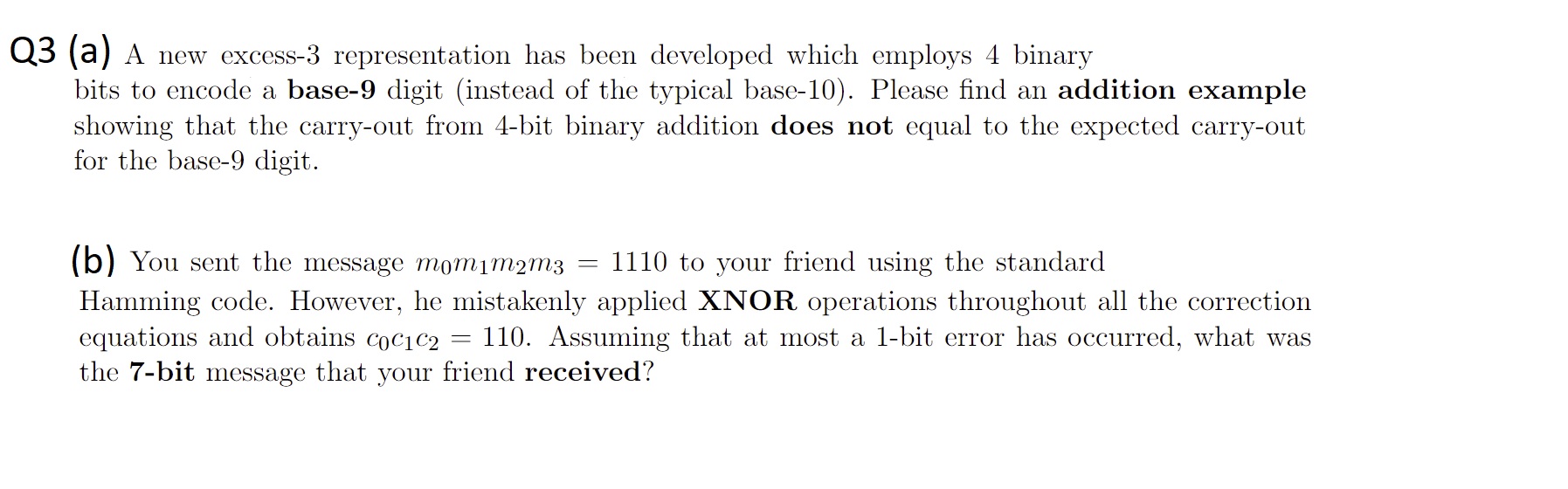 Q 3 ( a ) A new excess - 3 representation has