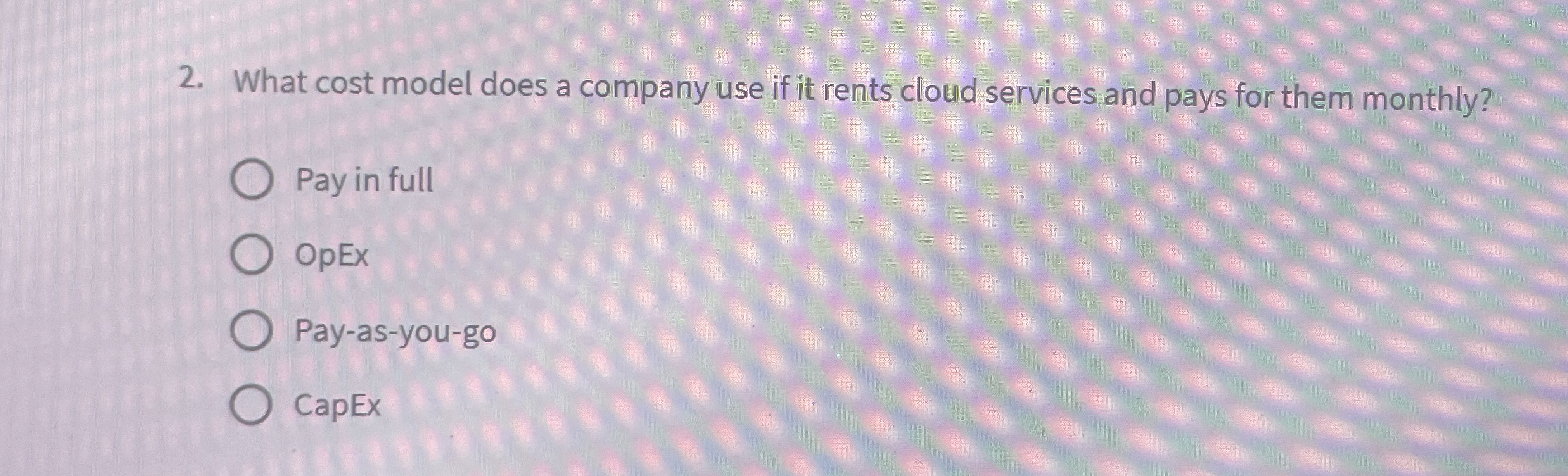 What cost model does a company use if it rents