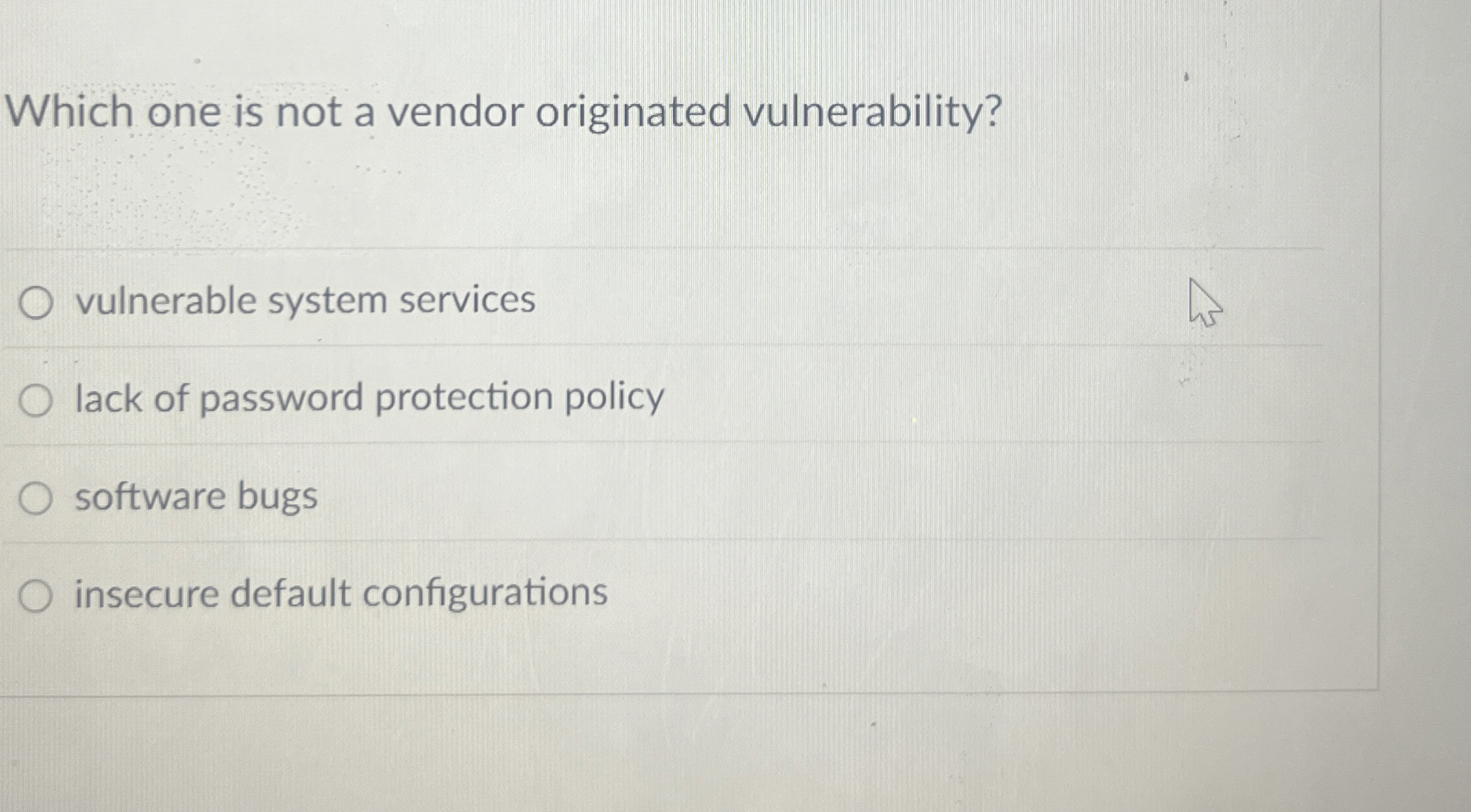 Which one is not a vendor originated