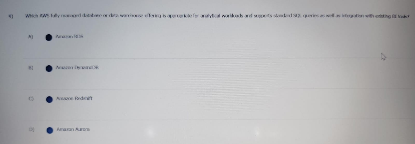 Which AWS fully managed database or data