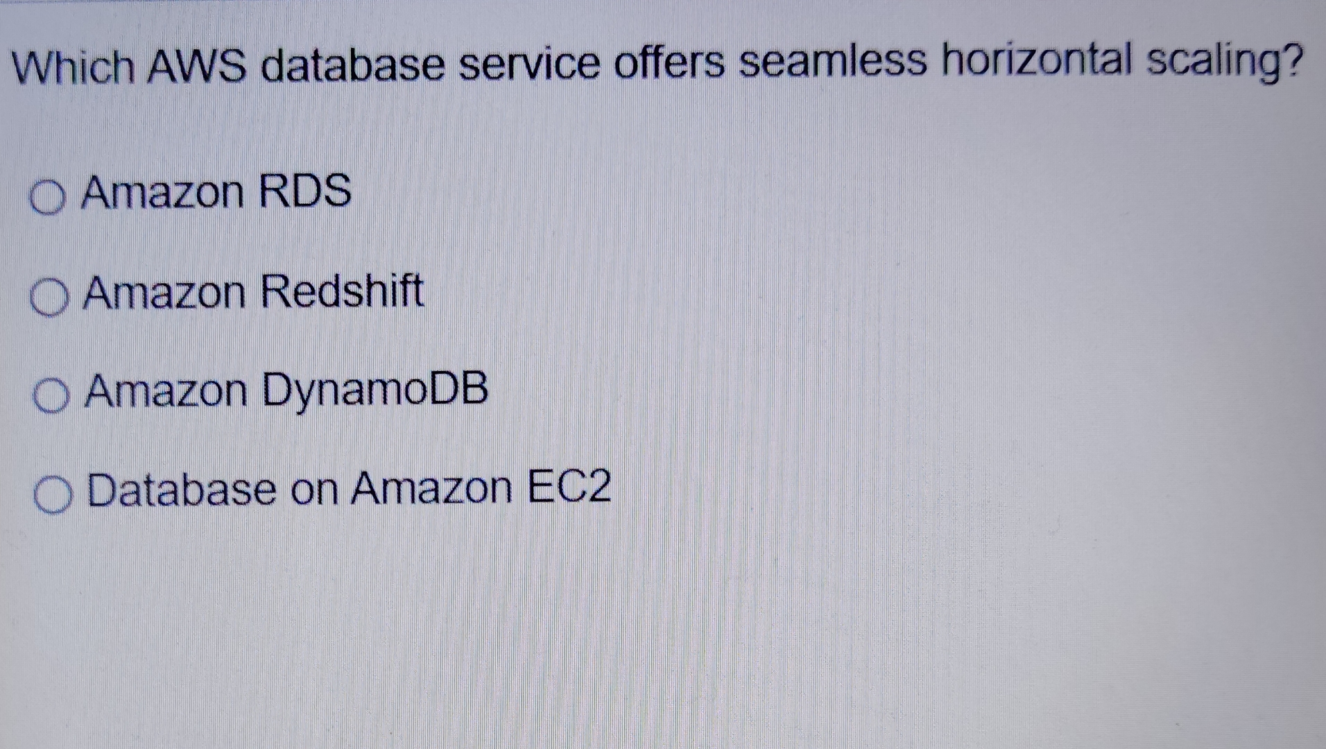 Which AWS database service offers seamless